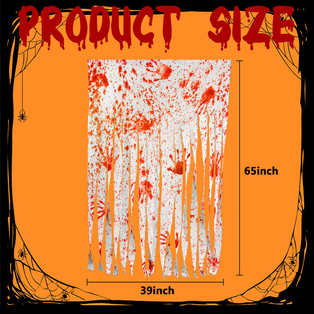 Watayo 5 Pcs Halloween Door Curtain Decorations - 65 x 39 Inch Bloody Handprint Doorway Curtain - Scary Creepy Curtain Cloth for Halloween Party Haunted House Decoration