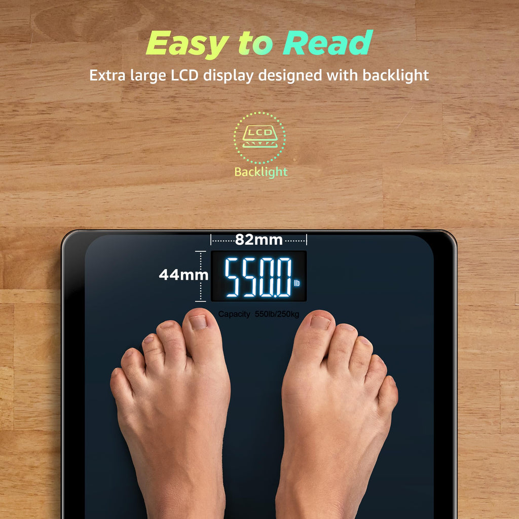 RunSTAR 550lb Bathroom Digital Scale for Body Weight with Ultra-Wide Platform and Large LCD Display, Accurate High Precision Scale with Extra-High Capacity