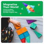 PicassoTiles 100 Pieces Magnetic Tiles Building Blocks Mini Size Diamond Series Magnet Toys Travel Size On-The-Go Construction Sensory Toys Gifts Educational Set STEM Learning Kit Playset PTM100