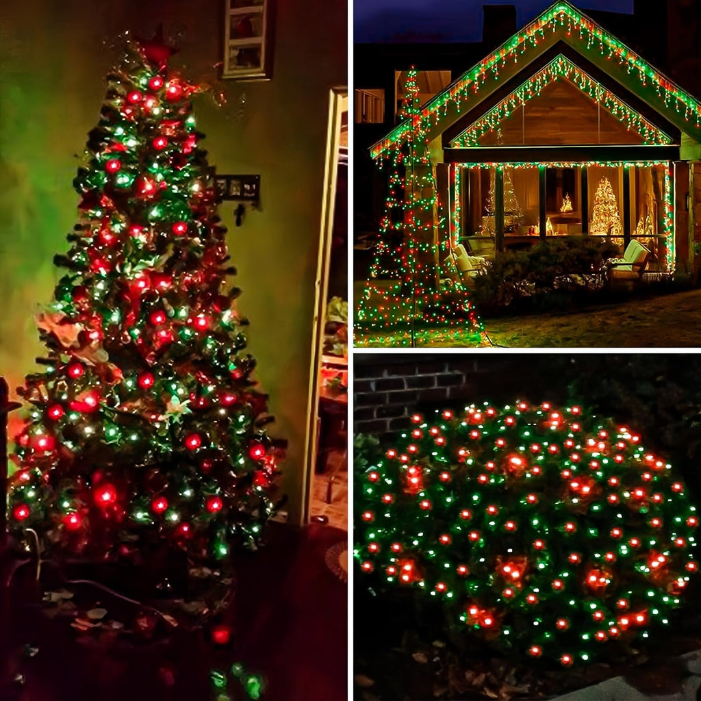 4-Pack 50 LED Fairy Lights Battery Operated with Timer, 16FT Waterproof Starry Christmas Lights Outdoor Indoor Mini Twinkle String Lights for Bedroom Home Wedding Party Christmas Decor (Red and Green)