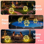 Askyli Floating Pool Lights, Warm White LED Solar Pool Lights that Float, IP68 Waterproof Light up Pool Balls, 15" Inflatable Floating Light for Pools Party Wedding Decor (2Piece)