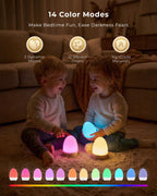 FULNIX Egg Light for Nursery, Eye-Caring Touch Control Rechargeable Baby Night Light with 17 Color Modes, Dimmable Night Feeding Egg Light for New Parents & Kids Bedroom