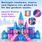 Frozen Toys for Girls Magnetic Tiles 102pcs with 2 Stairs 2 Dolls Princess Castle Building Toys Girls Toys Age 4-5 6-8 Magnetic Blocks Birthday Xmas Gifts for Girls Toys for 3 4 5 6 7 8+ Year Old