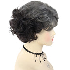GNIMEGIL Grey Short Curly Wigs for Black Women Soft Synthetic Granny Hair Replacement Full Wigs for Daily Party Use Mommy Old Lady Wig Elderly Realistic