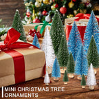 30Pcs Mini Christmas Trees Artificial Christmas Tree Bottle Brush Trees with Wooden Base for Christmas Decor Christmas Party Home Table Craft Decorations(Green+Blue+White)