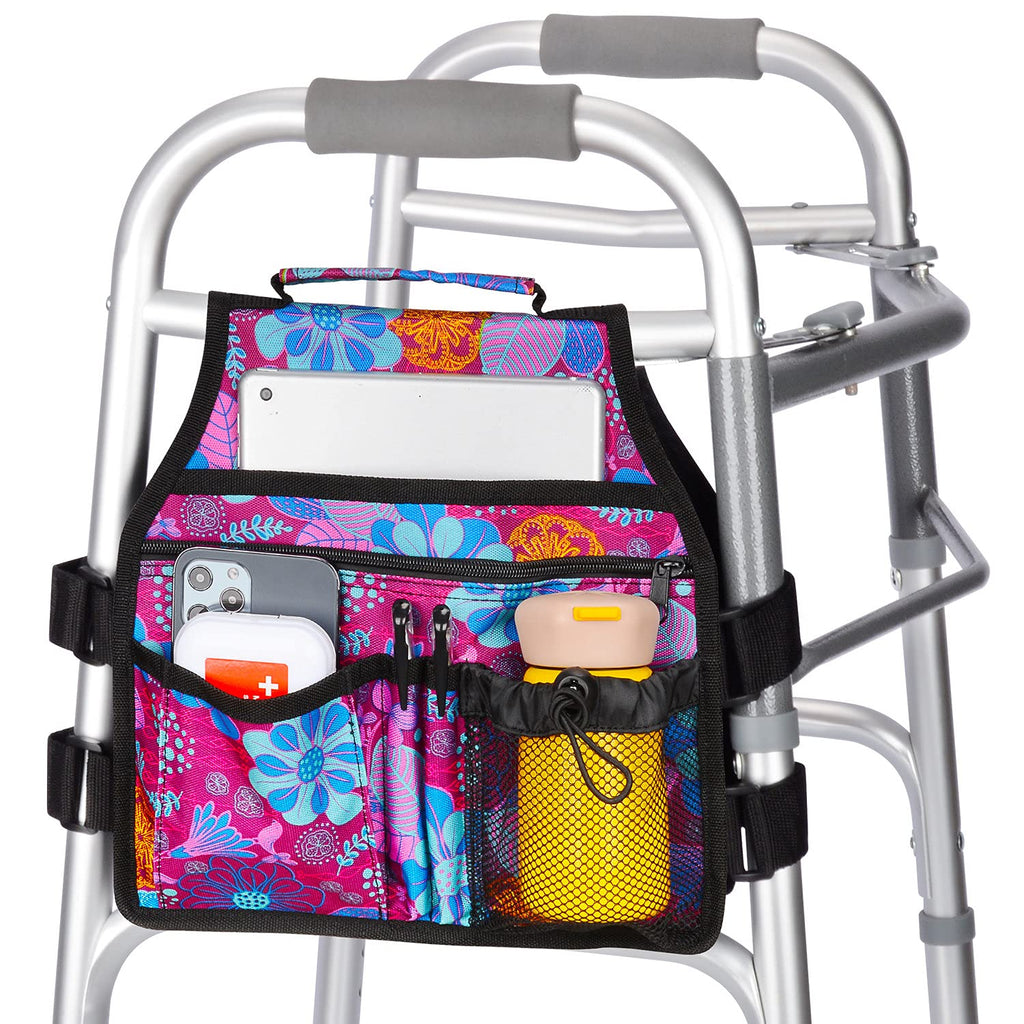 supregear Side Walker Bag, Walker Accessories Bag w/Cup Holder, Folding Walker Basket Waterproof Walker Organizer Caddy Pouch for Most Walker with Side Bar for Seniors, Elderly, Double Sided