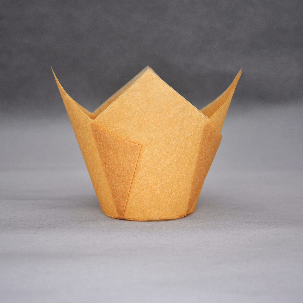 QLSmypkg Extra Large Jumbo Muffin Greaseproof paper Baking cupcake cups, 2-1/4" x 3-3/4" Natural Tulip Baking Cup Case of 125 pcs (Extra Large) (125)