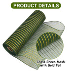 TONIFUL 2 Rolls 10 Inch Sage Green Decorative Mesh Ribbbon Rolls, Fabric Mesh with Foil for Mesh Wreath Supplies, Front Door Wreath Tree Decor Christmas NewYears Halloween Decoration (10 yds/roll)