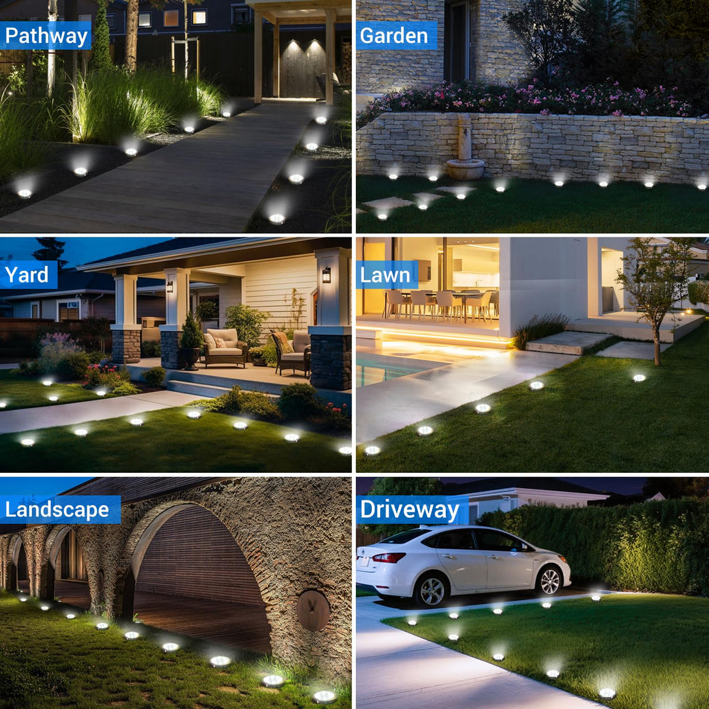 Peasur Solar Lights Outdoor Waterproof, 12 Pack Solar Lights for Outside, Anti-Rust, Solar Garden Lights Landscape Lighting for Pathway Yard Lawn Walkway Driveway, Cool White