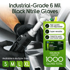 Inspire HEAVY DUTY 6Mil ORIGINAL Quality Stretch Nitrile Gloves Black Disposable Latex Free | Food, Industrial, Mechanic Tattoo (6Mil Black, Small)