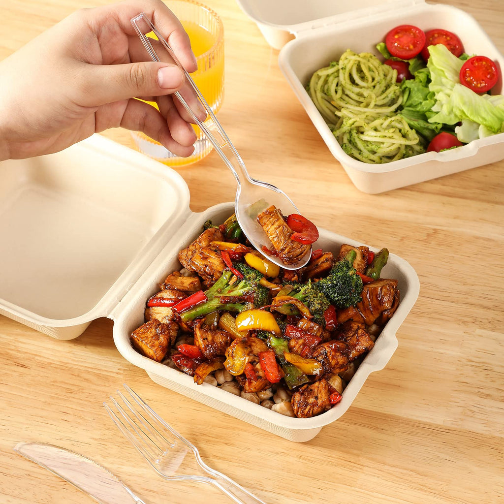 [100 Count] Clear Plastic Spoons Heavy Duty, Premium Disposable Spoons, Durable Plastic Cutlery for for Parties, Picnics, Big Event, Daily Use - Heat Resistant & BPA Free - Clear