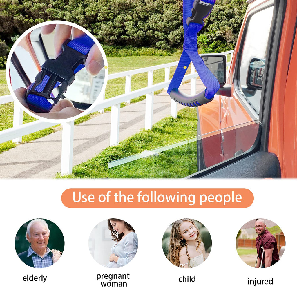Automotive Adjustable Standing Aid Safety Handle Vehicle Support Grip Handle Disability Help Car Hand Hook- 2 pcs (Blue)
