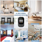 Lunarlipes Carbon Monoxide Detector Plug in Wall, 3-in-1 CO Level Monitor Alarm with Temp/Humidity Sensor, Portable Carbon Monoxide Detectors Easy to Read & Install, for Home/Hotel/RV (Black-1Pack)