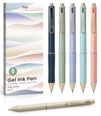 Gel Pens, 6 Pcs Quick Dry Black Gel Ink Pens, 0.5mm Fine Point Smooth Writing Pens for Journaling and Note Taking, Cute Aesthetic Pens for Women & Men-Pastel