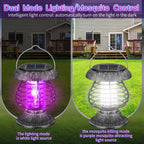 Qualirey Solar Bug Zapper Outdoor Waterproof Mosquito Repellent Outdoor Solar Mosquito Zapper Plastic Ring Bug Lights Insect Mosquito Killer Lamp (Gray Bronze,2 Pcs)