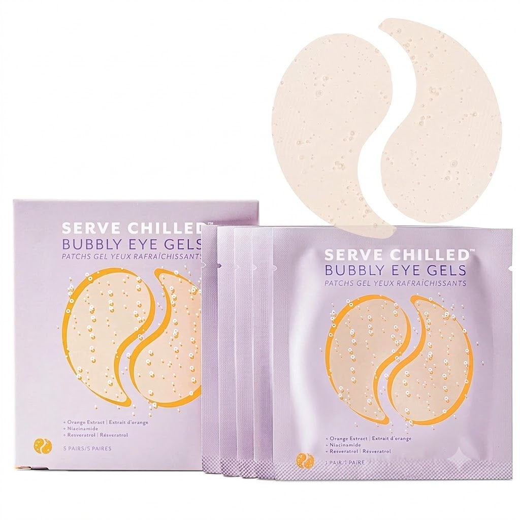 Serve Chilled Bubbly Eye Gels with Niacinamide, Hydrating Under Eye Patches with Niacinamide and Vitamin C, Under Eye Gel Pads with Gel Technology, Facial Skin Care Products - 5 Pairs