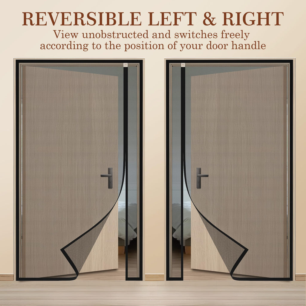 Yotache Reversible Left/Right Opening Magnetic Screen Door Fits Door Size 32"x80", Screen Size 34"x81", Removable Upgraded Polyester Screen Mesh with Strong Magnets for Front/Back Patio Door, Black
