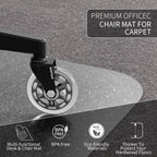 WASJOYE Office Chair Mat for Carpet, 30" x 48" Chair Mat for Carpet with Non-Slip Studded for Home and Office Low Pile Carpet