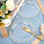 DaYammi 240 Pcs Gold Dessert Plates Set Includes 120 Gold Disposable Salad Plates 6.5" 120 Gold Plastic Forks 5.7",Clear Gold Rim Cake Plates,Fancy Gold Appetizer Plates for Party and Wedding
