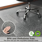 Naturehydro Chair Mat for Low Pile Carpeted Floors - 53" x 45" x 0.09" Clear Plastic Chair Mat Under Desk, Easy Glide Rolling Floor Protector, BPA and Phthalates Free (with Lip)