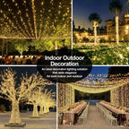 403 FT 1000 LED Christmas Lights Outdoor Decorations Super Long Fairy Lights Waterproof 8 Modes Timer Clear Wire String Lights for Outside House Tree Patio Yard Wedding Party Holiday-Warm White