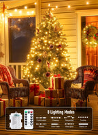 66Ft 200 LED Outdoor String Lights, Warm White Fairy Lights Battery Operated with Remote, Twinkle Lights for Bedroom Patio Party Christmas Decoration