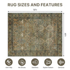 48"x60" Office Chair Mat for Hardwood Tile Floor, Under Desk Carpet Protector for Rolling Computer Chair Mat, Machine Washable Area Rug, Anti-Slip 1/5" Thick Low Pile Thin Vinyl Floor Mat, Sepia