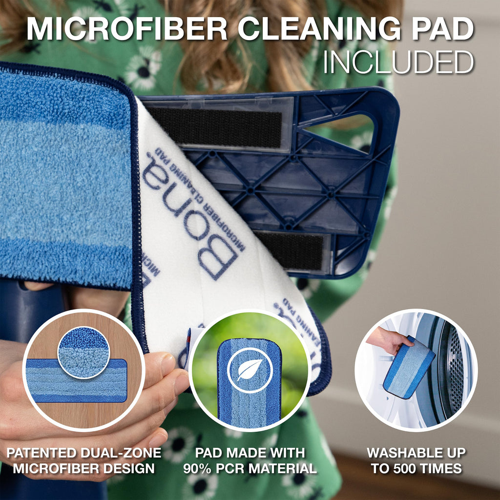 Bona Hardwood Floor Premium Spray Mop - Includes Wood Floor Cleaning Concentrate and Machine Washable Microfiber Cleaning Pad - Dual Zone Cleaning Design for Faster Cleanup