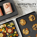 HONGBAKE 2 Pack Jelly Roll Pan Set 15x10, Cookie Sheets for Baking with Diamond Texture, Baking Sheets Non Stick, Non Toxic Oven Trays for Cooking, Heavy Duty 57% Thicker Carbon Steel, Dark Gray