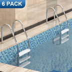 Goovilla Pool Ladder Steps Replacement, (3-Pack) 18" Universal Heavy-Duty Molded Plastic Swimming Pool Ladder Rung Step with 6 PCS Stainless Steel Bolts for Inground and Above Ground Pools, White