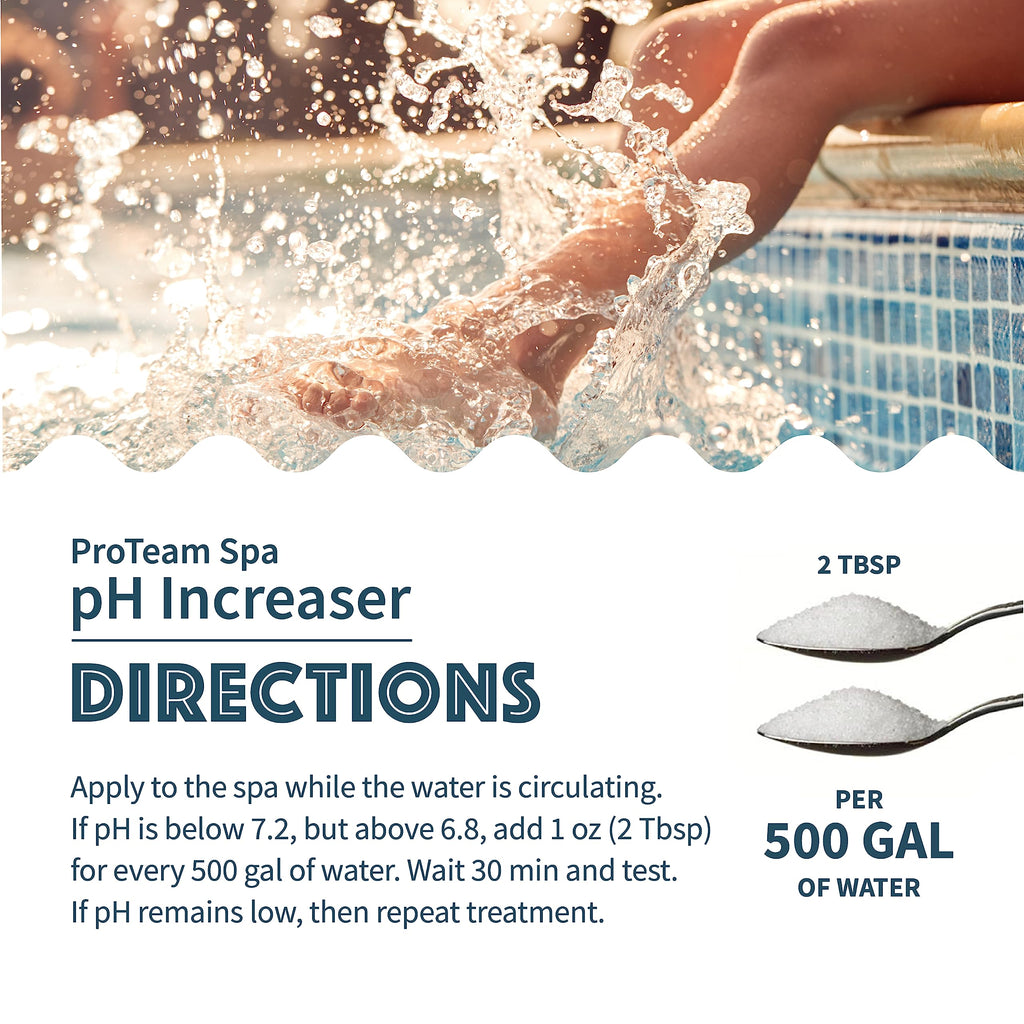 ProTeam Spa pH Increaser for Hot Tub - pH Up Hot Tub pH Increaser - with SplashWiz Hot Tub Chemicals Care Guide e-Book - Made in USA (1 lb)