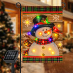 Qunlight Lighted Winter Garden Flag Without Flag Pole, 12x18 inch LED Christmas Snowman Flag for Outside, Vertical Double Sided Garden Outdoor Flag Outside Seasonal Home Yard Garden Lawn Decoration