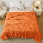Aganear Fleece Throw Blanket - Cozy Soft Fuzzy Throw Blanket Boho Fall Decor Throw Blankets for Couch, Warm Present for Birthday, Christmas, Halloween, Housewarming(50"x60", Burnt Orange)