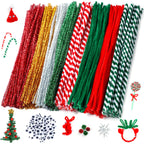 Christmas Pipe Cleaners,420 Pcs Pipe Cleaners Craft Set Including 320Pcs Pipe Cleaners &100Pcs Wiggle Googly Eyes Self Adhesive for Home&School DIY Art Crafts Daily or Christmas Decoration