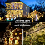 200 FT 500 LED Christmas Lights Outdoor Decorations Super Long Fairy Lights Waterproof 8 Modes Timer Clear Wire String Lights for Outside House Tree Patio Yard Wedding Party Holiday-Warm White