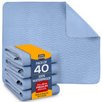 Utopia Bedding Waterproof Incontinence Bed Pads 34 x 36 Inches (Pack of 40, Blue), Washable and Reusable Underpads for Adults, Elderly and Pets, Absorbent Protective Pads