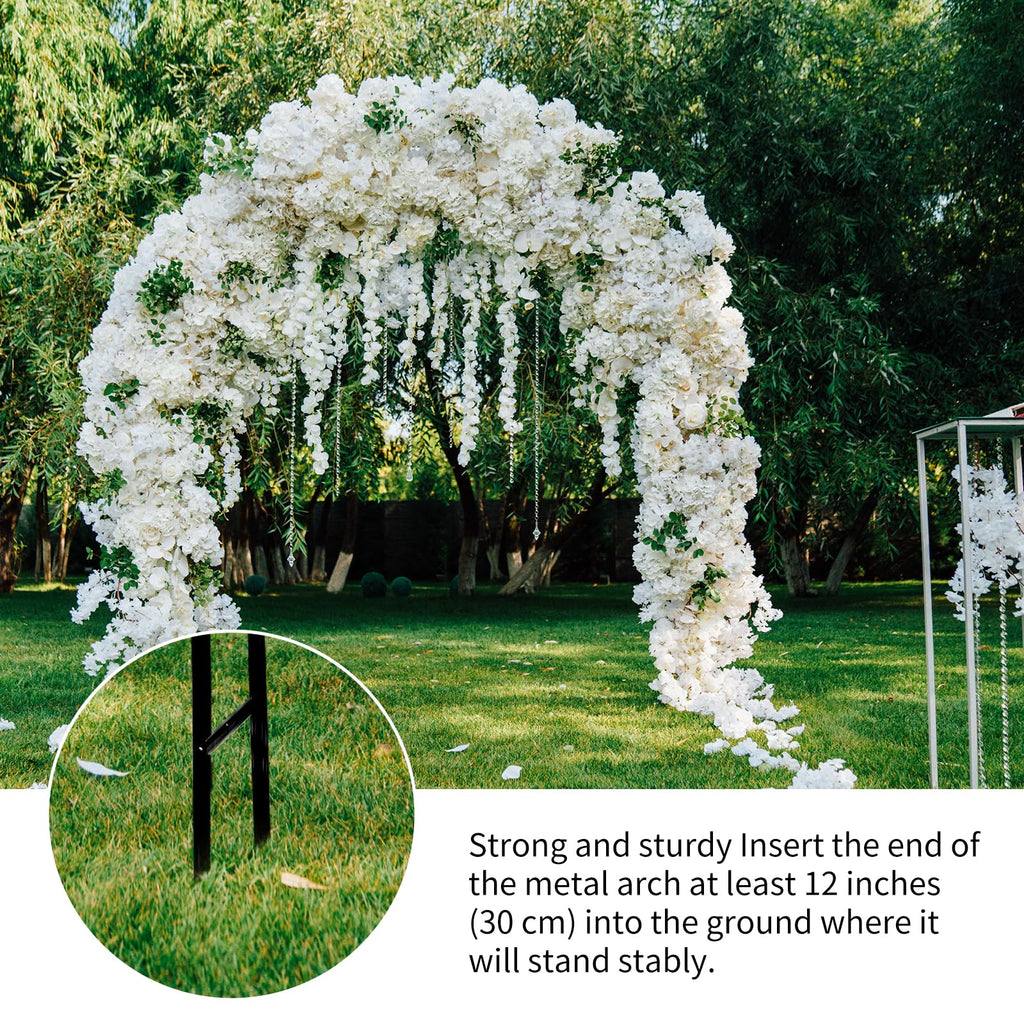RUBFAC 94" Metal Garden Arch Trellis for Climbing Plants Outdoor, Garden Arbors and Arches, Wedding Arch Frame Archway for Balloons Pumpkin Vines Halloween Christmas Party Decoration, Black