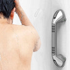 AquaChase 17“ Suction Shower Grab Bar with Indicators, Tool-Free Installation, Steady Handle for Balance Assist for Bathtub, Toilet, Bathroom, Dual Tone, Silver/Gray 2-Pack
