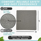 Anti Slip Shower Mat Square - Non Slip Shower Mats for Inside Shower - 24x24 Shower Floor Mat Non Slip - Square Bath Mat for Shower - Soft Secure Loofah Shower Mat Without Suction Cups (24x24 Grey)