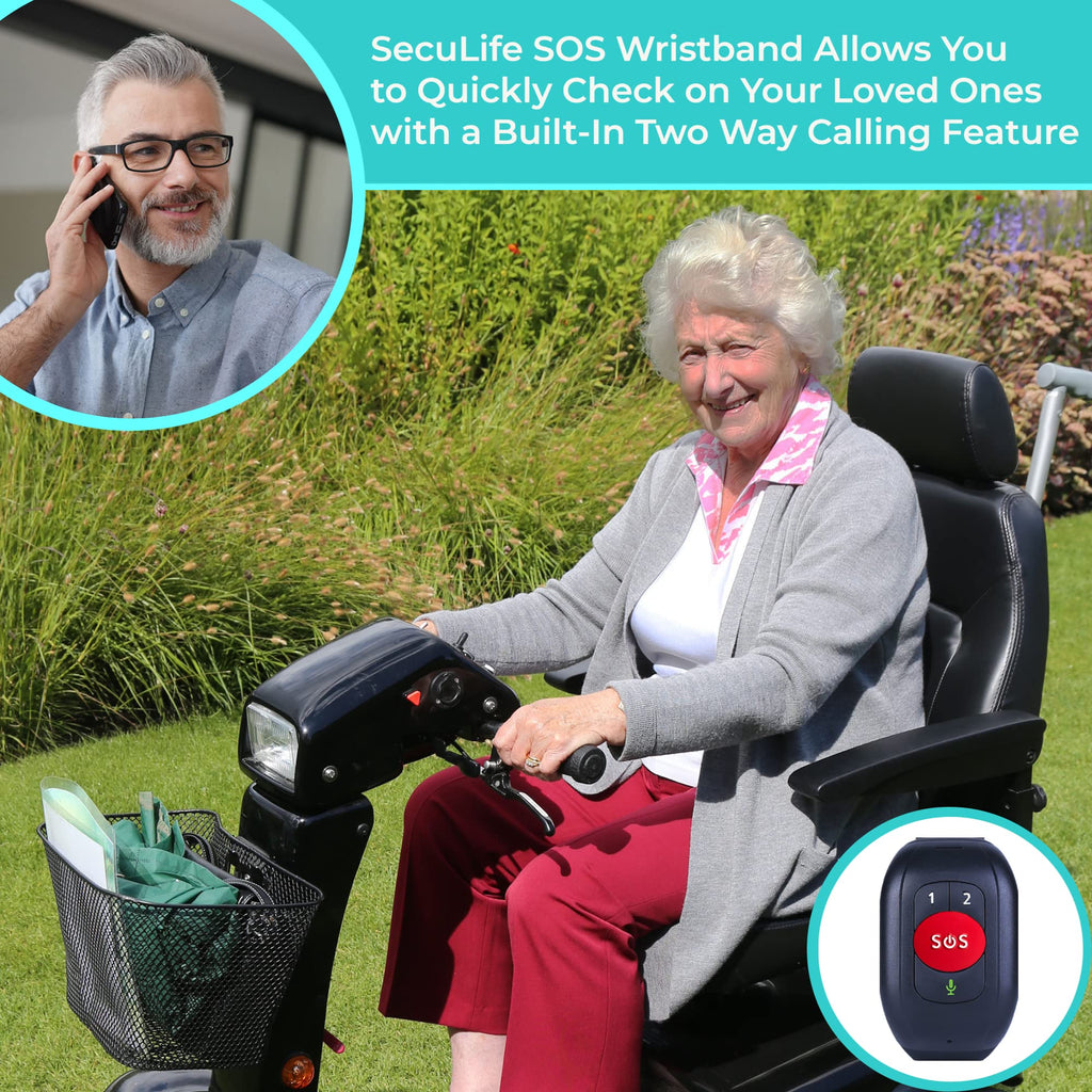SecuLife SecuLife SOS Wristband Life Saving Alert System, Fall Alert Monitoring, SOS Emergency Call Button with Speakerphone, Elderly GPS Tracking, Seniors, Dementia, Alzheimer