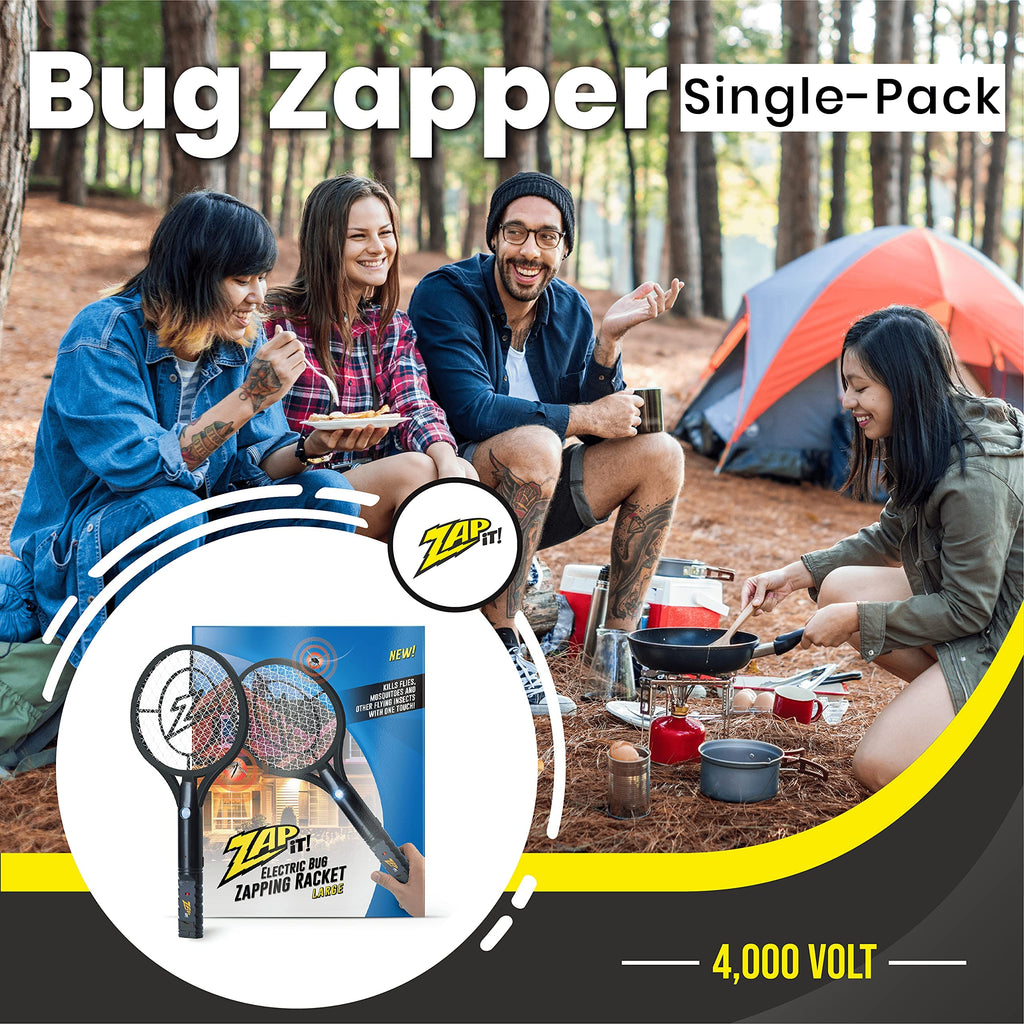 ZAP IT! Bug Zapper Rechargeable Bug Zapper Racket, 4,000 Volt, USB Charging Cable