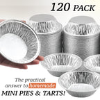 Spare Essentials (120 Pack) 5" Aluminum Pie Pans 5 Inch, Mini Pie Tins Disposable, 5 Inch Aluminum Foil Pie - Individual Pie Pans perfect for Baking, Storing & Reheating Pot Pies Small Pie Tins