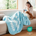 Bedsure Get Well Gifts for Women - After Surgery Blanket with Inspirational Words Sympathy Gift for Elderly Adults Hug Soft Fleece Healing Blanket Letter Blue 50x60 Inch