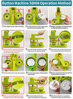 Button Maker Machine 58mm - (3rd Gen) Installation-Free 58mm(2.25in) DIY Pin Badge Button Maker Press Machine Badge Punch Press with Free 100pcs Button Parts&Pictures&Circle Cutter&Magic Book