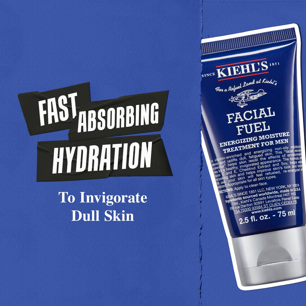 Kiehl's Facial Fuel Moisturizer, Men's Face Cream, with Vitamin C and Caffeine that Contain Antioxidants to Help Energize and Reduce Dullness, Non-Greasy, Paraben, and Sulfate Free - 6.8 fl oz