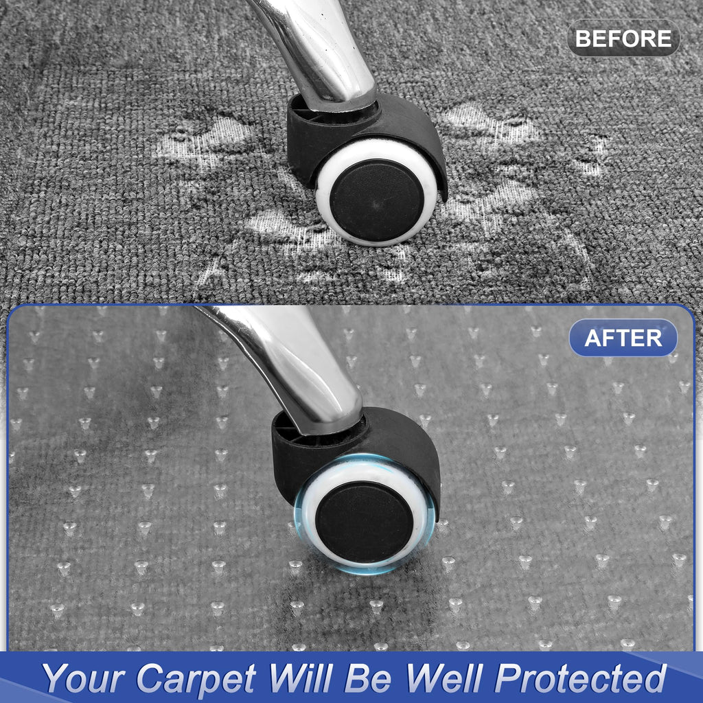 Office Chair Mat for Carpet, Clear Chair Mat with Studs for Low Pile Carpeted Floors, Transparent Thick and Sturdy Carpet Floor Protector for Desk Chair on Office, Home, Gaming - 30"x48"Rectangle