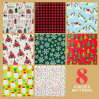 Christmas Wrapping Paper Sheets- 40 Precut Sheets Christmas Gift Wrap Paper- Christmas Paper Wrapping Sheets (30"x20")- 8 Unique Patterns of Holiday Wrapping Paper, 40 Sheets