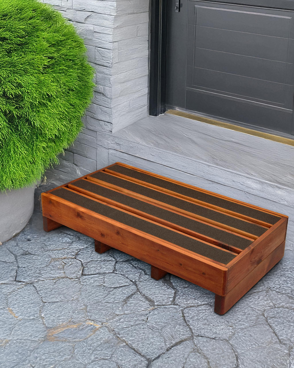 3.5"/6" Heightable Wooden Outdoor Step, 100% Heartwood Step Stools for Adults with 4 Additional Legs & Anti-Slip Traction Tape, One Step Stool for Elderly, Adults, Kids(30" L X 16" W X 3.5/6" H)