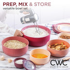 COOK WITH COLOR Prep Bowls with Lids- Wide and Deep Nesting Plastic Small Mixing Bowl Set with Lids, 12 Piece Set - Wide Bowls, Rose