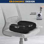 EcoNour Thick Memory Foam Gel Seat Cushion (Black) | Office Chair Cushion for Sciatica, Tailbone and Lower Back pain | Orthopedic cushion for Tail bone| Anti-Slip Support Pillow For Seniors and Driver